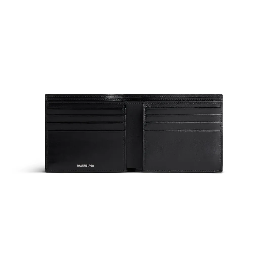 Men's Superbusy Square Folded Wallet in Black