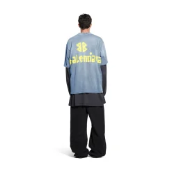 Men's Tape Type T-shirt Medium Fit in Faded Blue