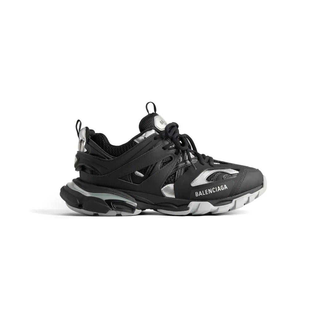 Men's Track Sneaker in Black/silver