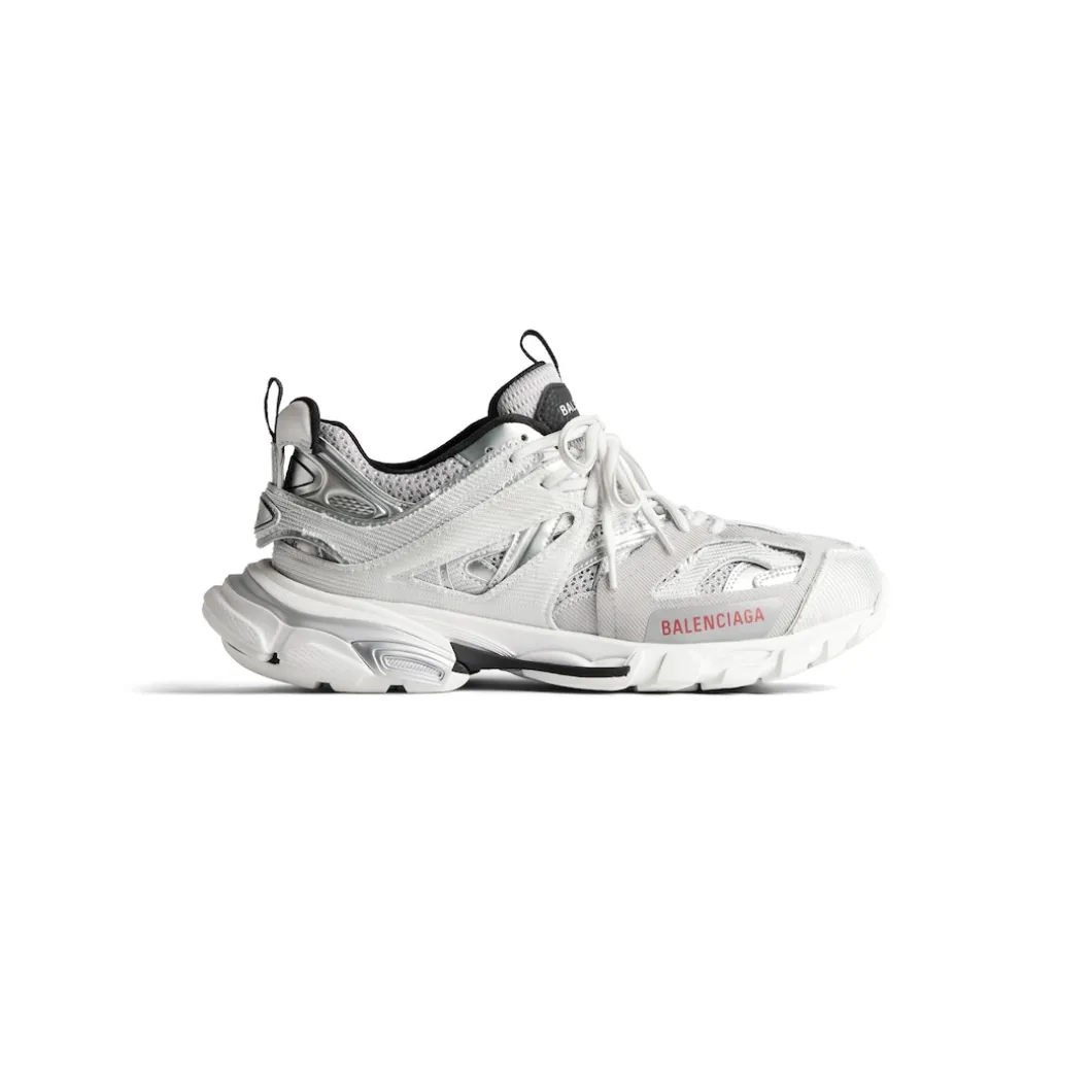 Men's Track Sneaker in Silver/white/black