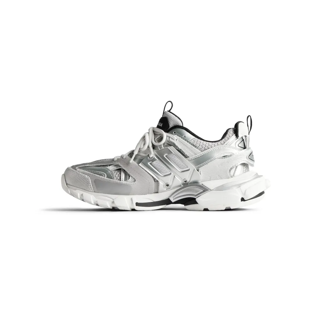 Men's Track Sneaker in Silver/white/black