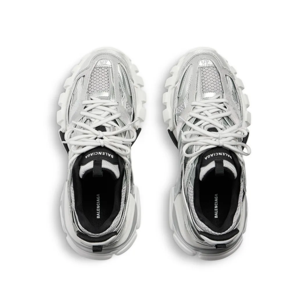 Men's Track Sneaker in Silver/white/black