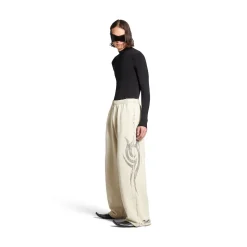 Men's Y2k Baggy Sweatpants in Light Beige