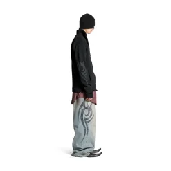 Men's Y2k Zip-up Cardigan in Black