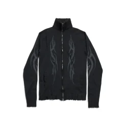 Men's Y2k Zip-up Cardigan in Black