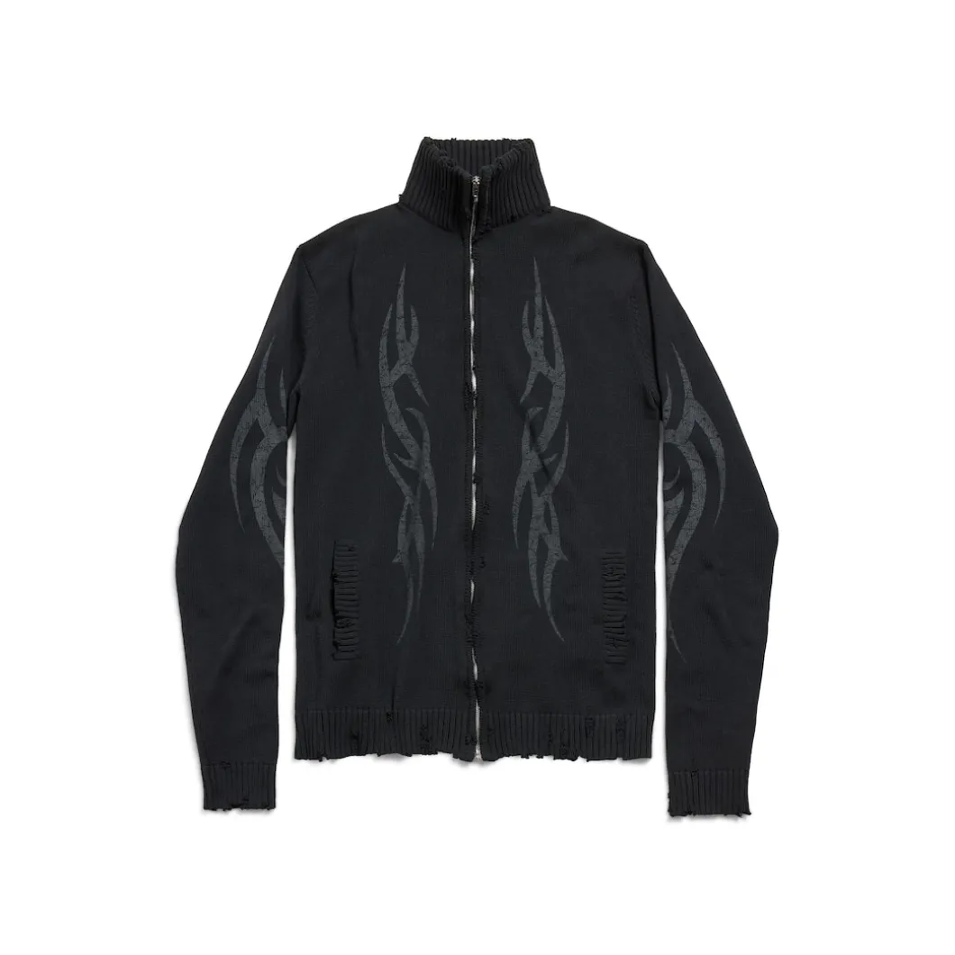 Men's Y2k Zip-up Cardigan in Black