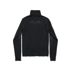 Men's Y2k Zip-up Cardigan in Black