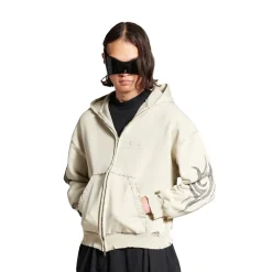 Men's Y2k Zip-up Hoodie Regular Fit in Light Beige
