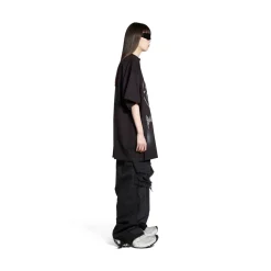 Metal Bb Stencil T-shirt Oversized in Black/white