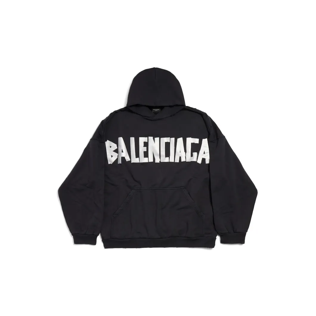 New Tape Type Hoodie Oversized in Black