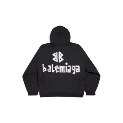New Tape Type Hoodie Oversized in Black