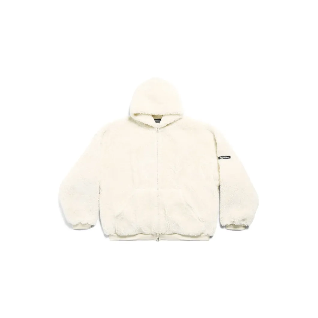 Outerwear Zip-up Hoodie in Light Beige