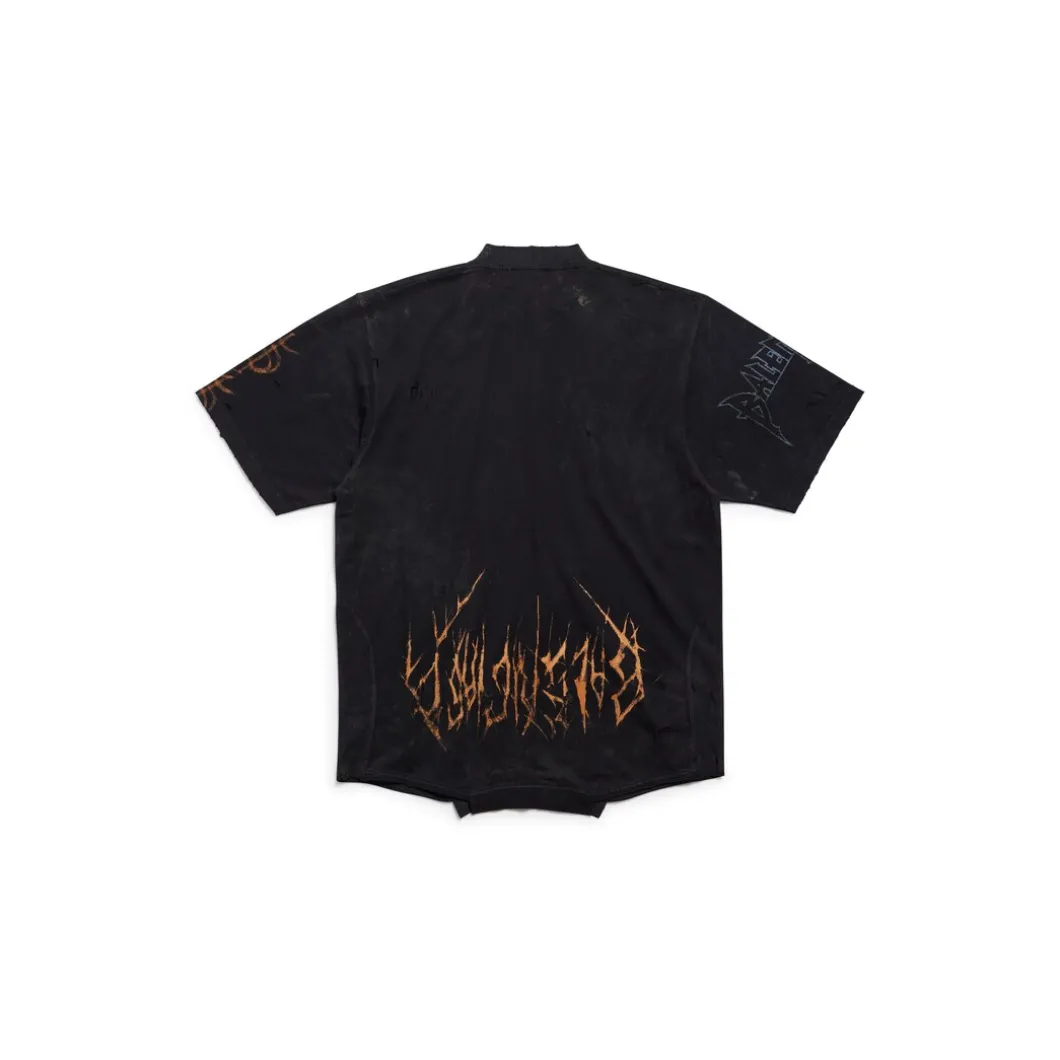 Paris Moon Upside Down T-shirt Oversized in Black Faded