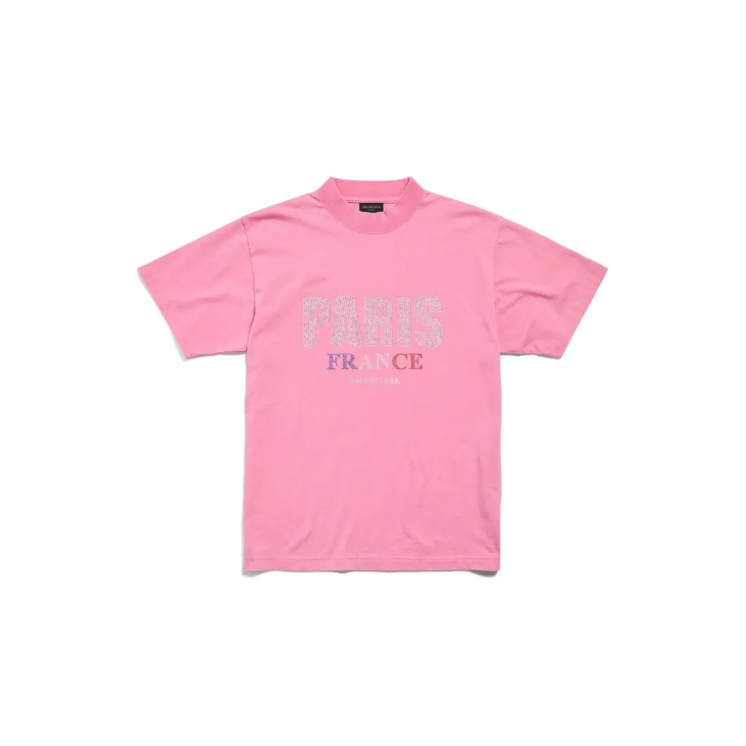 Paris Strass T-shirt Small Fit in Faded Pink