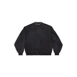 Pierced Round Sweatshirt Oversized in Black Faded