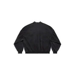 Pierced Round Sweatshirt Oversized in Black Faded
