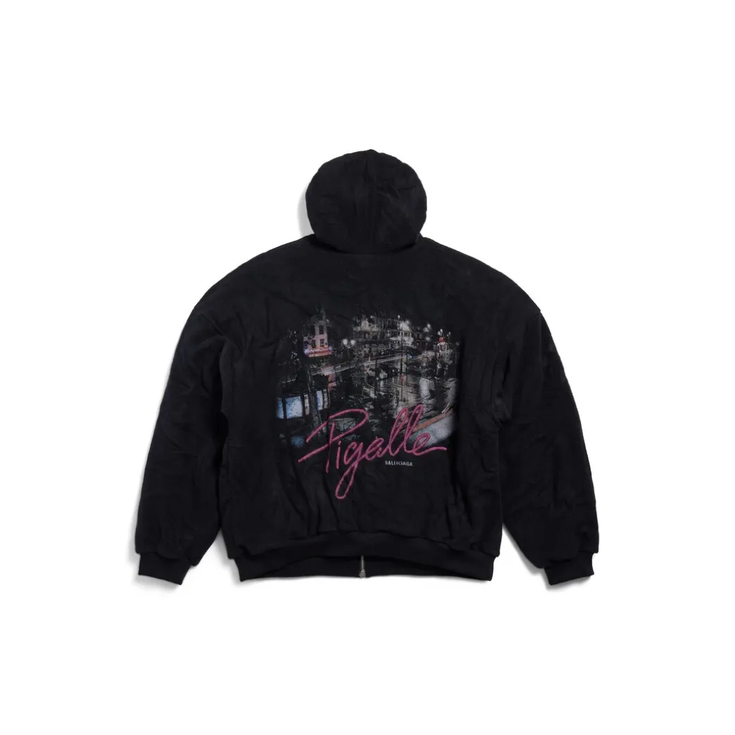 Pigalle Outerwear Zip-up Hoodie in Black