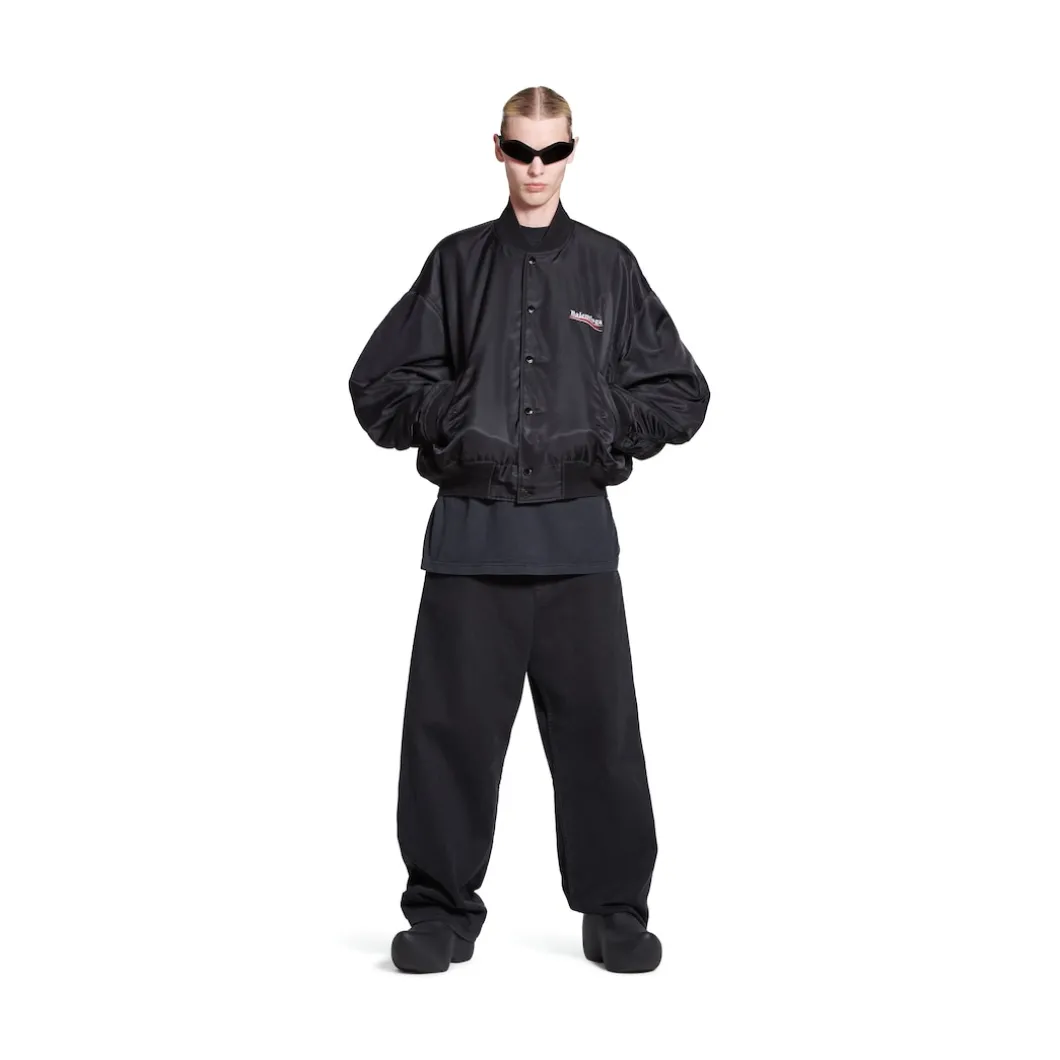 Political Campaign Varsity Jacket in Black