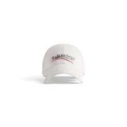 Political Stencil Cap in Off White/black