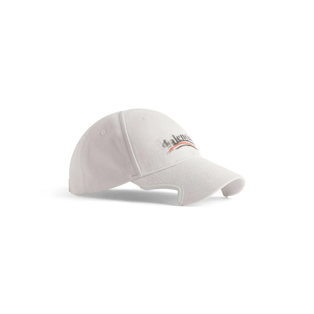 Political Stencil Cap in Off White/black
