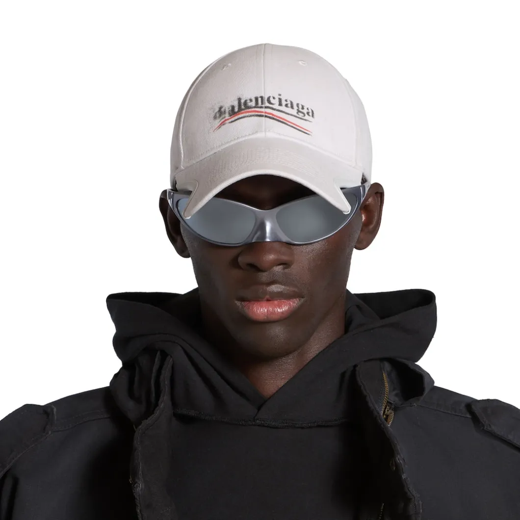 Political Stencil Cap in Off White/black