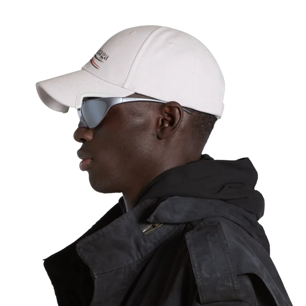 Political Stencil Cap in Off White/black