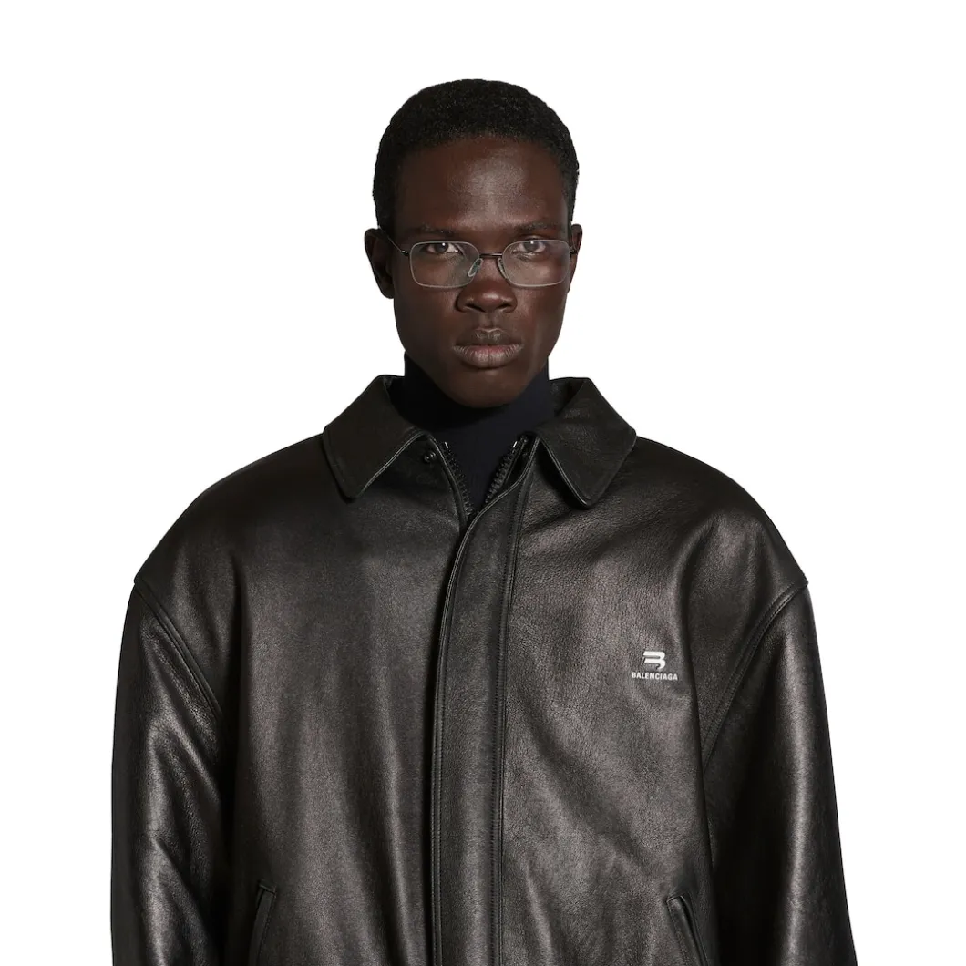 Sporty B Shearling Jacket in Black