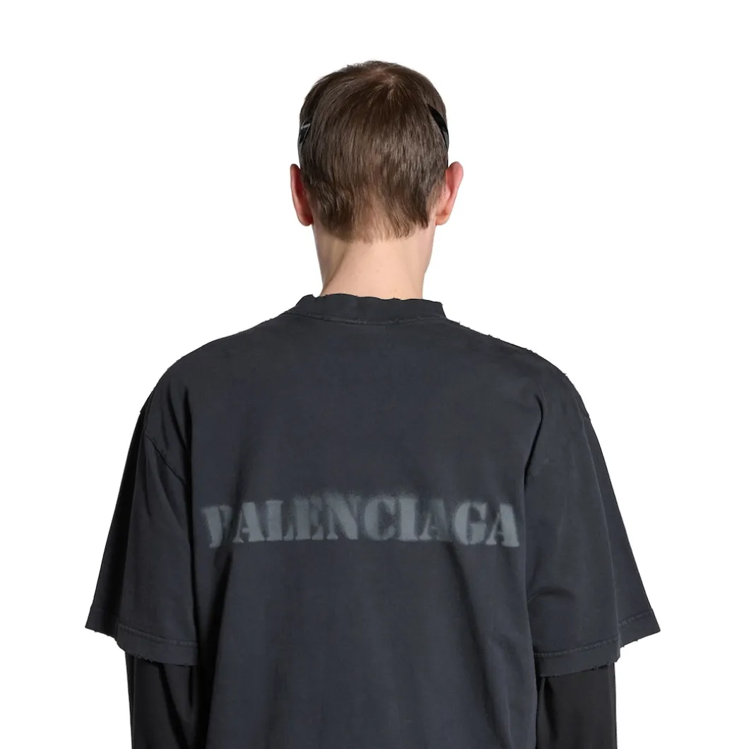 Stencil Type T-shirt Medium Fit in Black