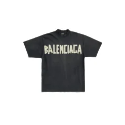Tape Type T-shirt Medium Fit in Black Faded