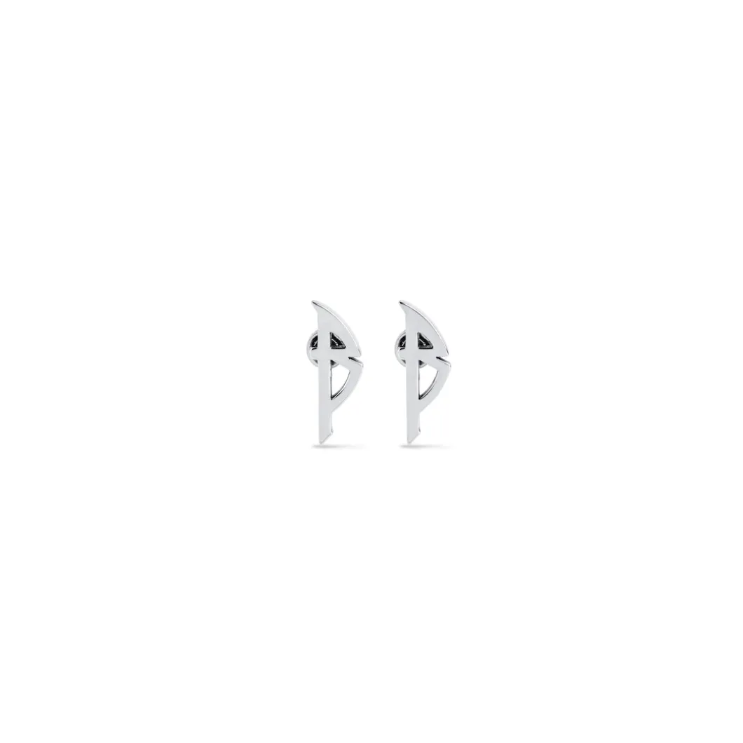 Typo Metal Earrings in Silver