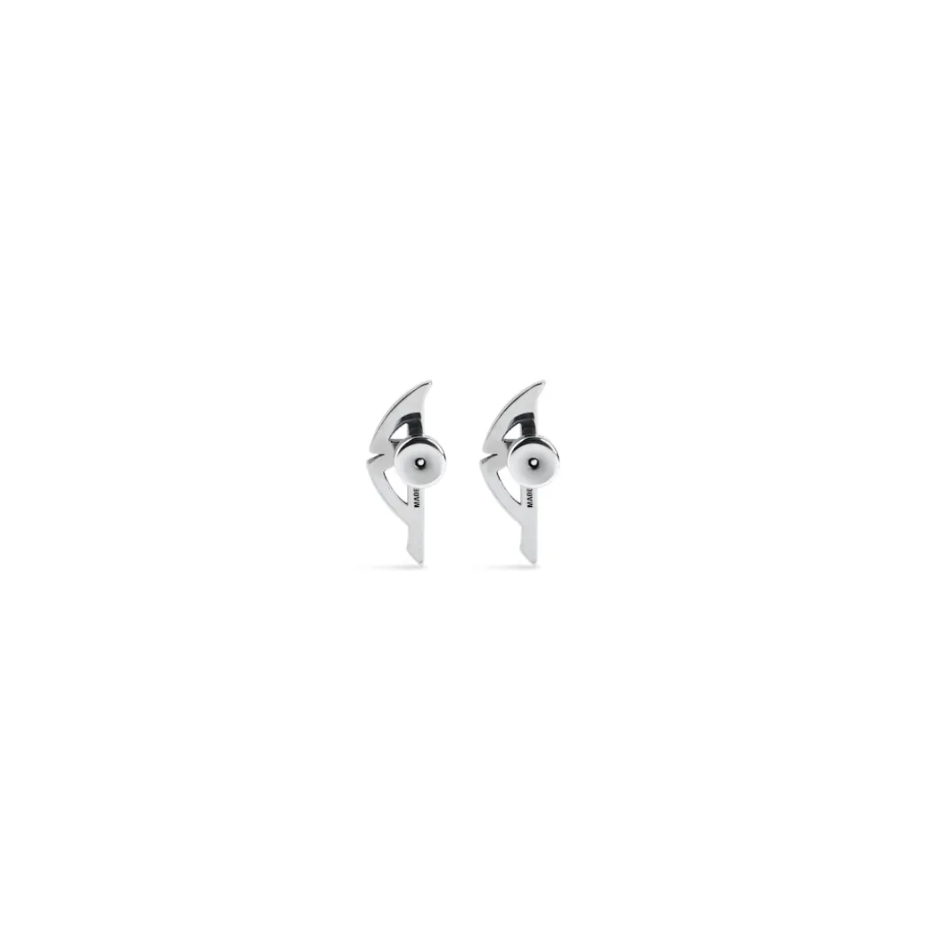 Typo Metal Earrings in Silver