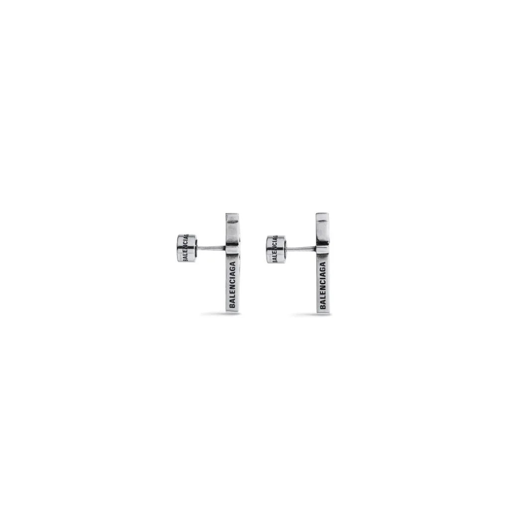 Typo Metal Earrings in Silver