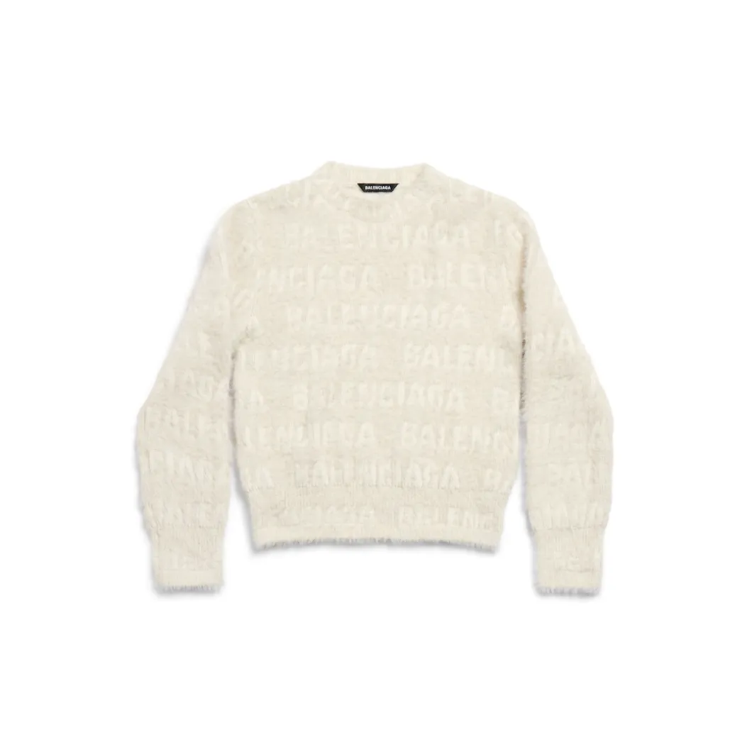 Women's Allover Furry Fitted Sweater in Light Beige
