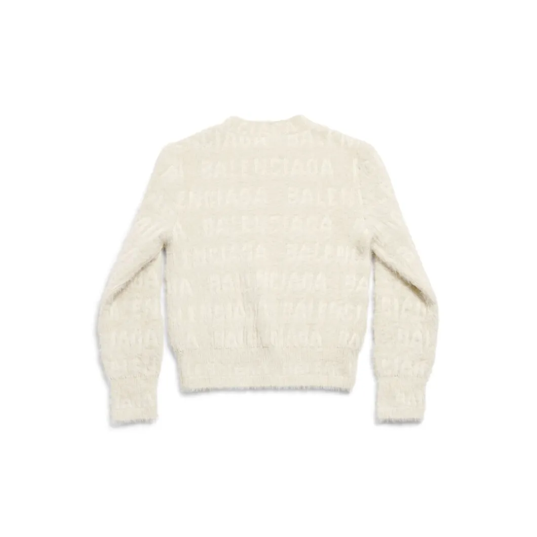 Women's Allover Furry Fitted Sweater in Light Beige