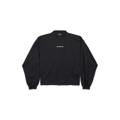 Women's Balenciaga Back Cropped Long Sleeve T-shirt in Black/white