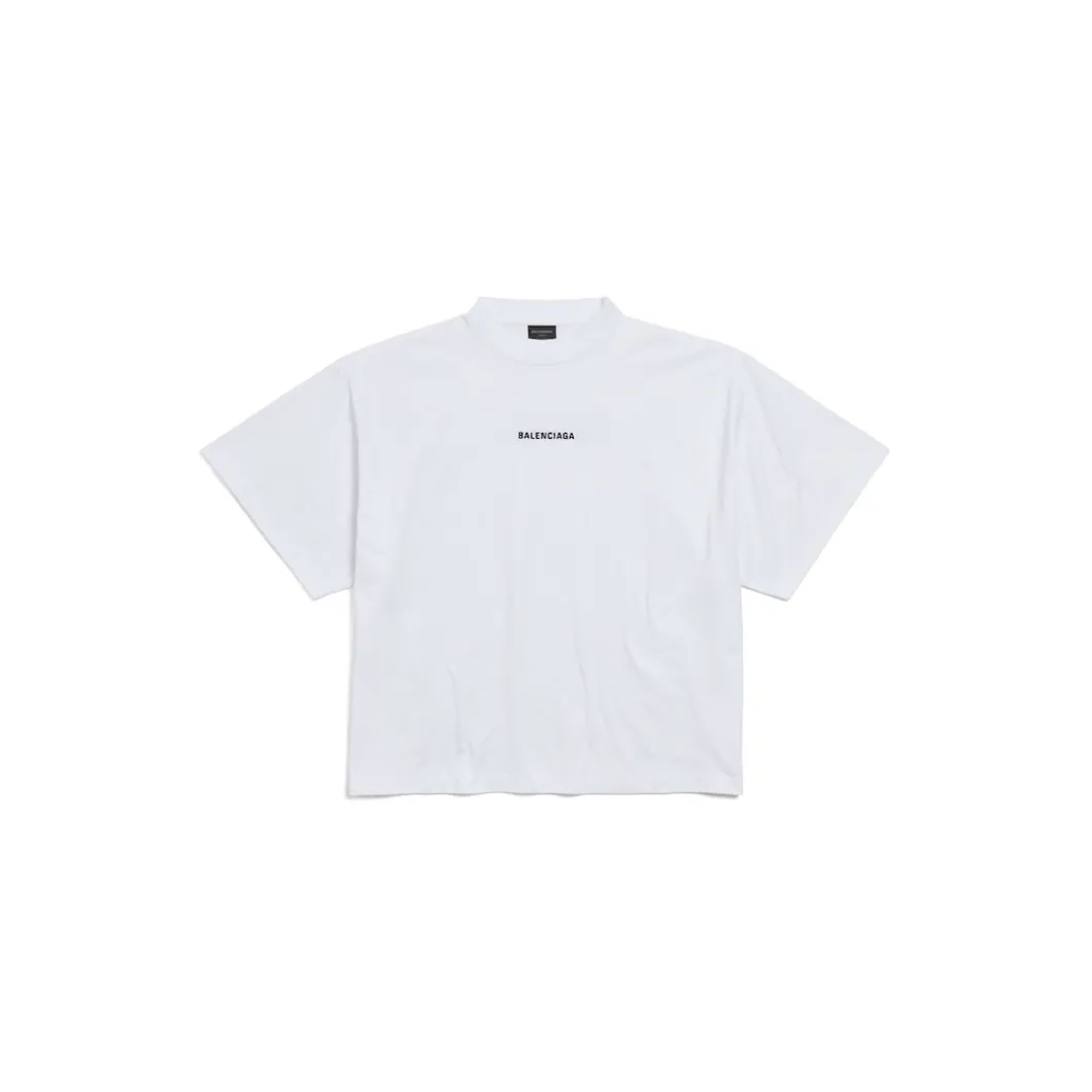 Women's Balenciaga Back Cropped T-shirt in White/black