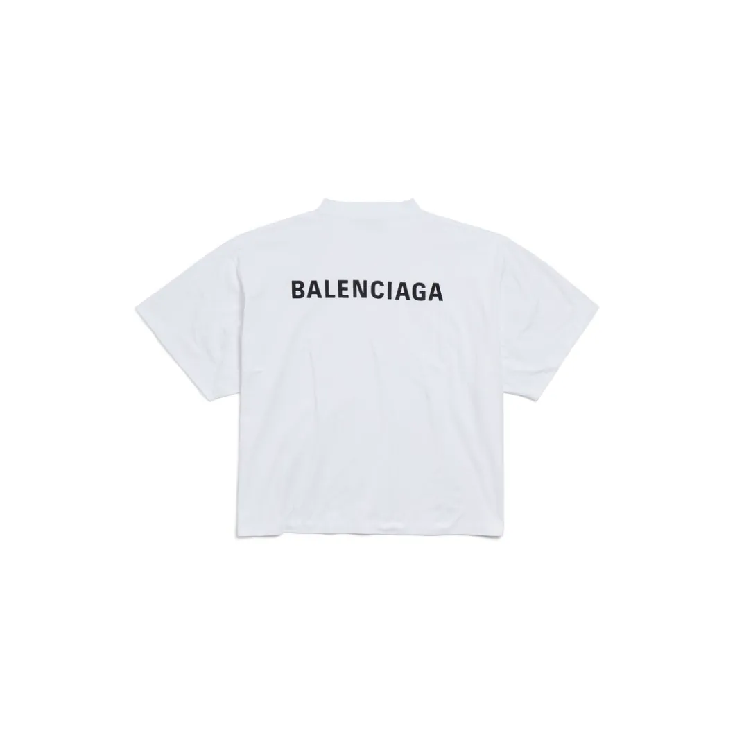 Women's Balenciaga Back Cropped T-shirt in White/black
