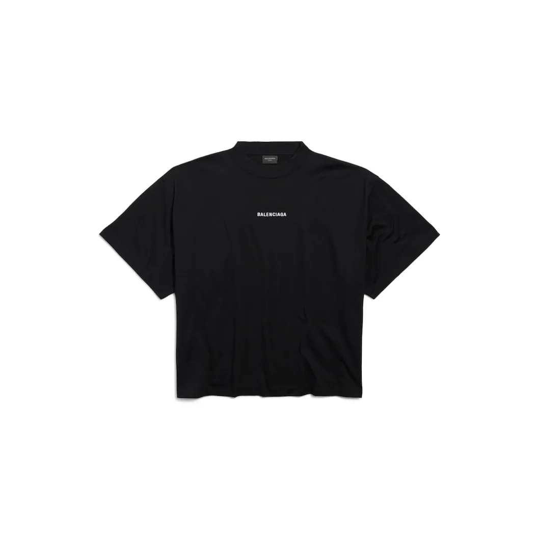 Women's Balenciaga Back Cropped T-shirt in Black/white