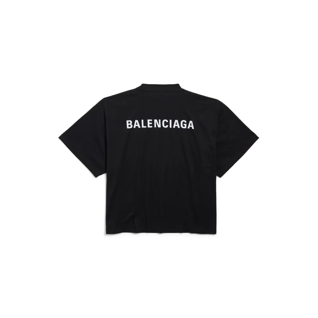 Women's Balenciaga Back Cropped T-shirt in Black/white