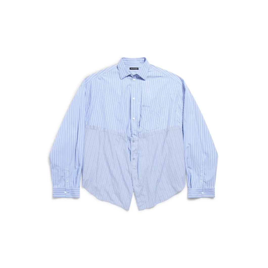 Women's Balenciaga Cut Up Shirt Oversized in Light Blue/white