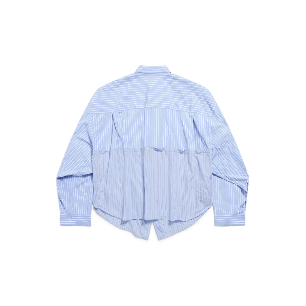 Women's Balenciaga Cut Up Shirt Oversized in Light Blue/white