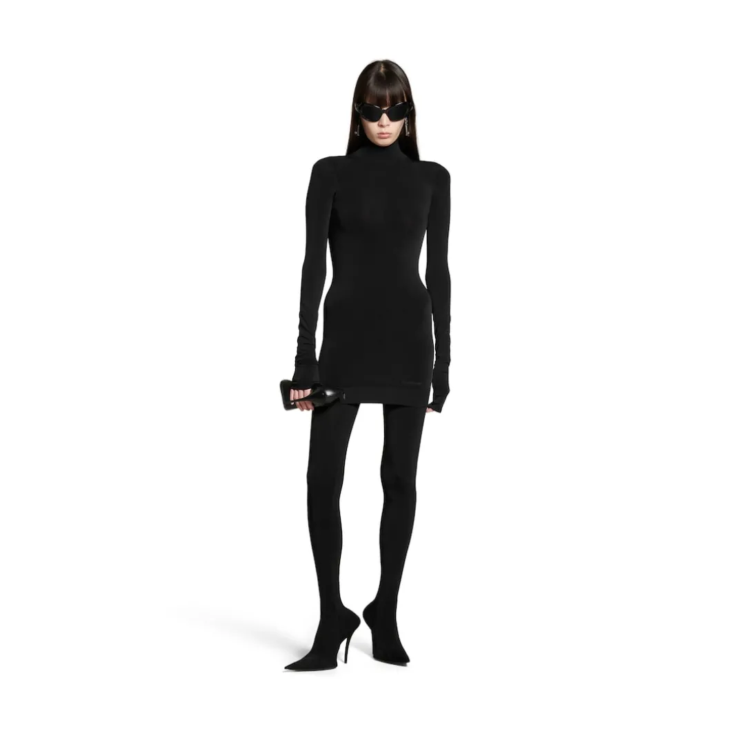 Women's Balenciaga Long Sleeve Mini Dress in Black