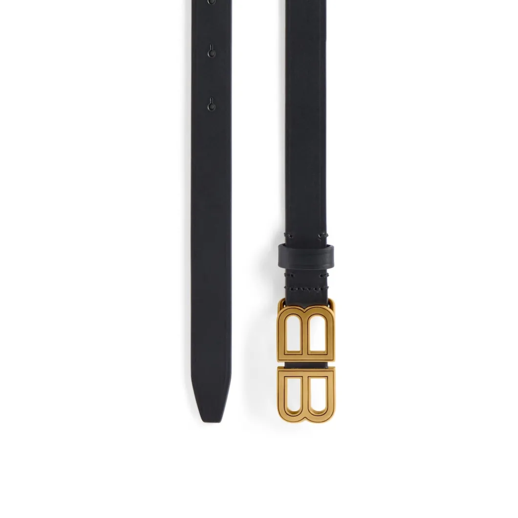 Women's Bb Hourglass Thin Belt in Black
