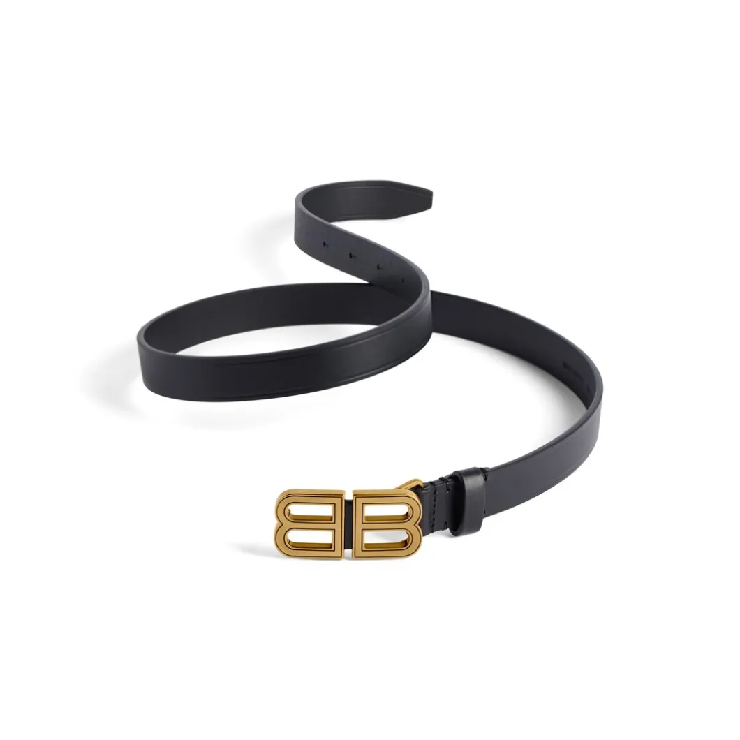 Women's Bb Hourglass Thin Belt in Black