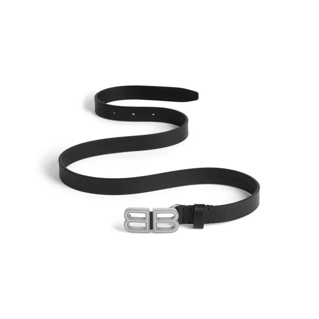 Women's Bb Hourglass Thin Belt in Black