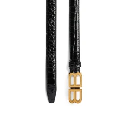 Women's Bb Hourglass Thin Belt in Black
