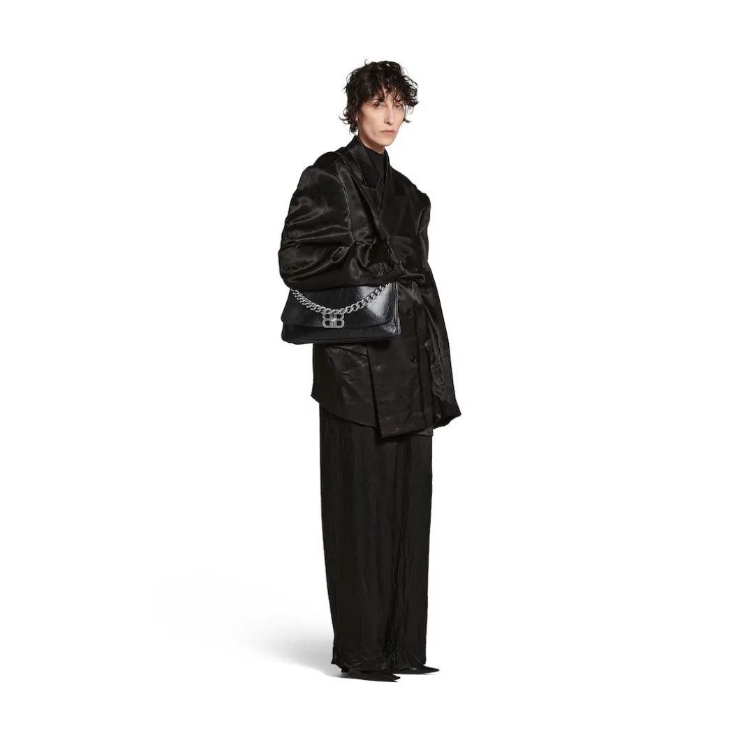Women's Bb Soft Large Flap Bag in Black