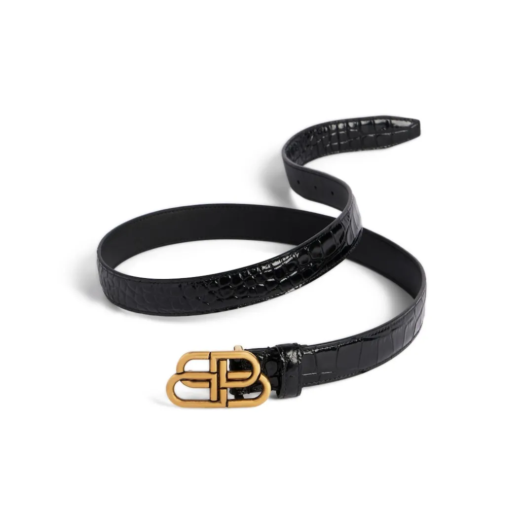 Women's Bb Thin Belt in Black