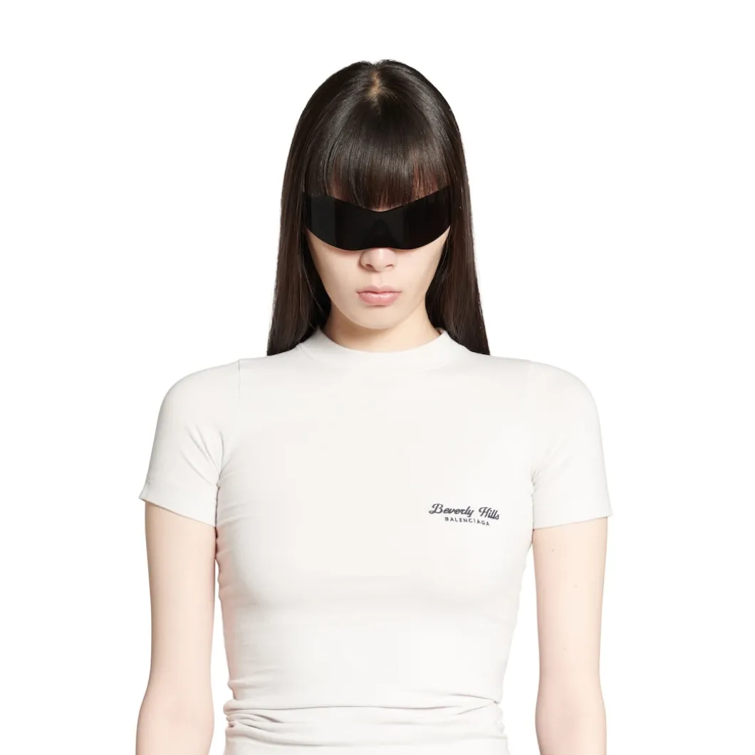 Women's Beverly Hills T-shirt Fitted in Off White/black
