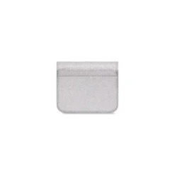 Women's Cash Flap Coin And Card Holder Sparkling Fabric in Silver